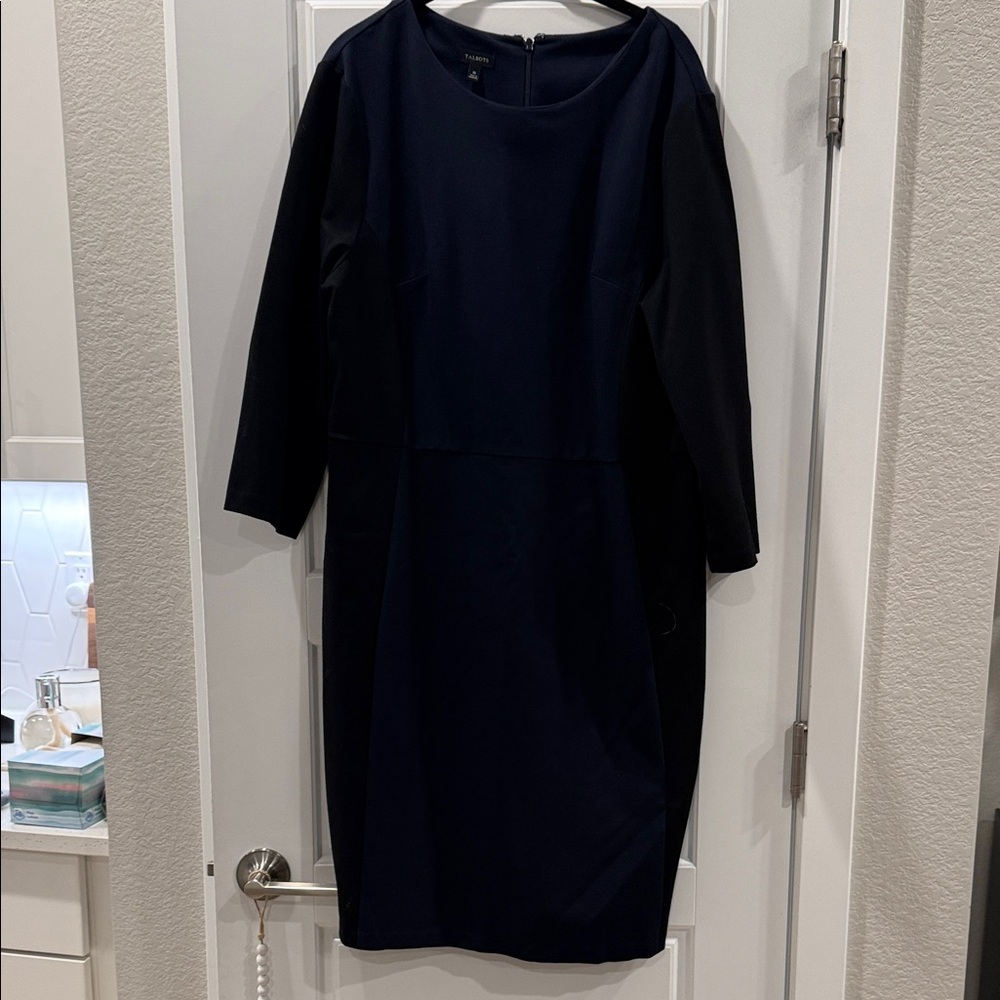 Elegant Navy Blue and black color block Dress